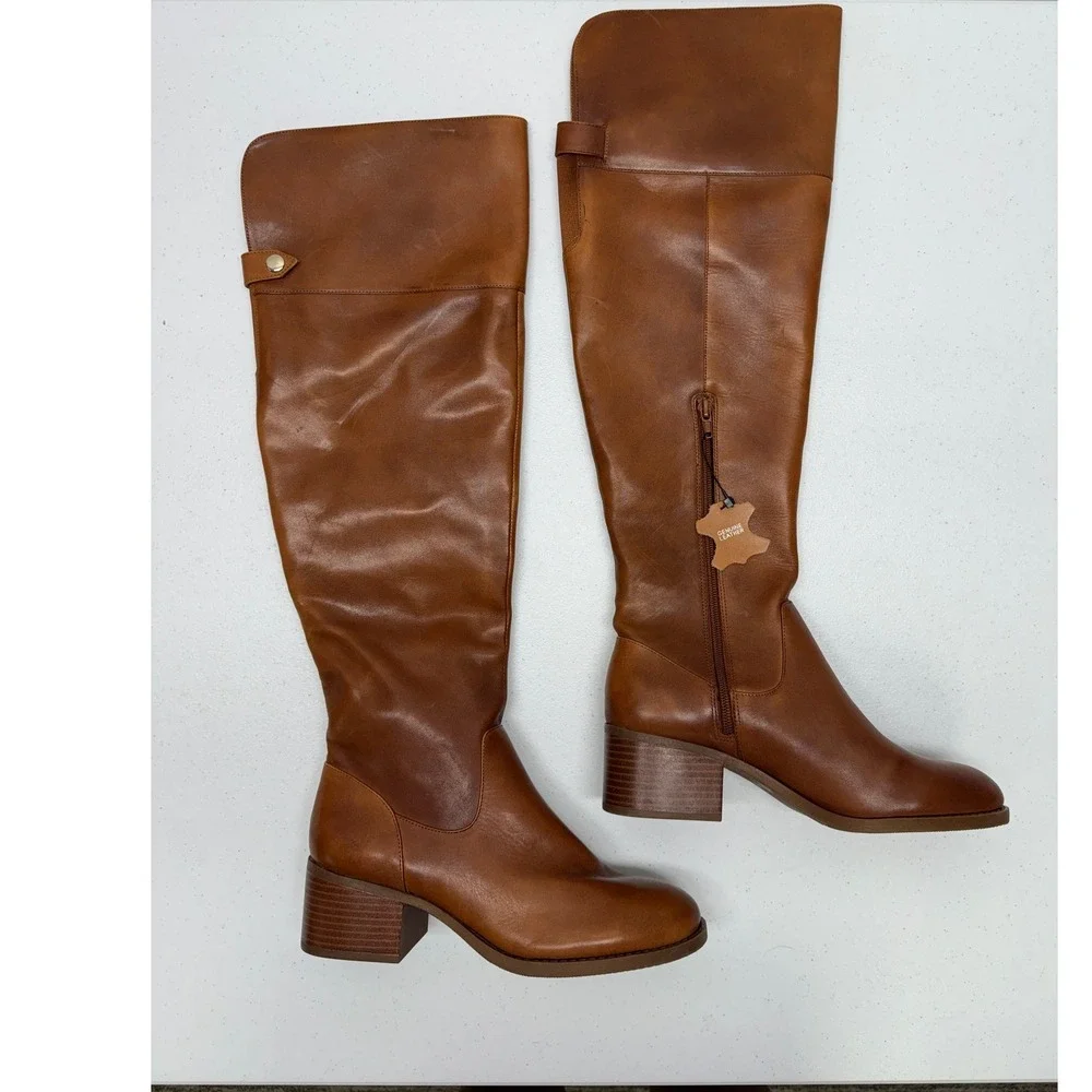 INC International Concepts Boots Womens 7M Brown Karmenn Over The Knee Leather